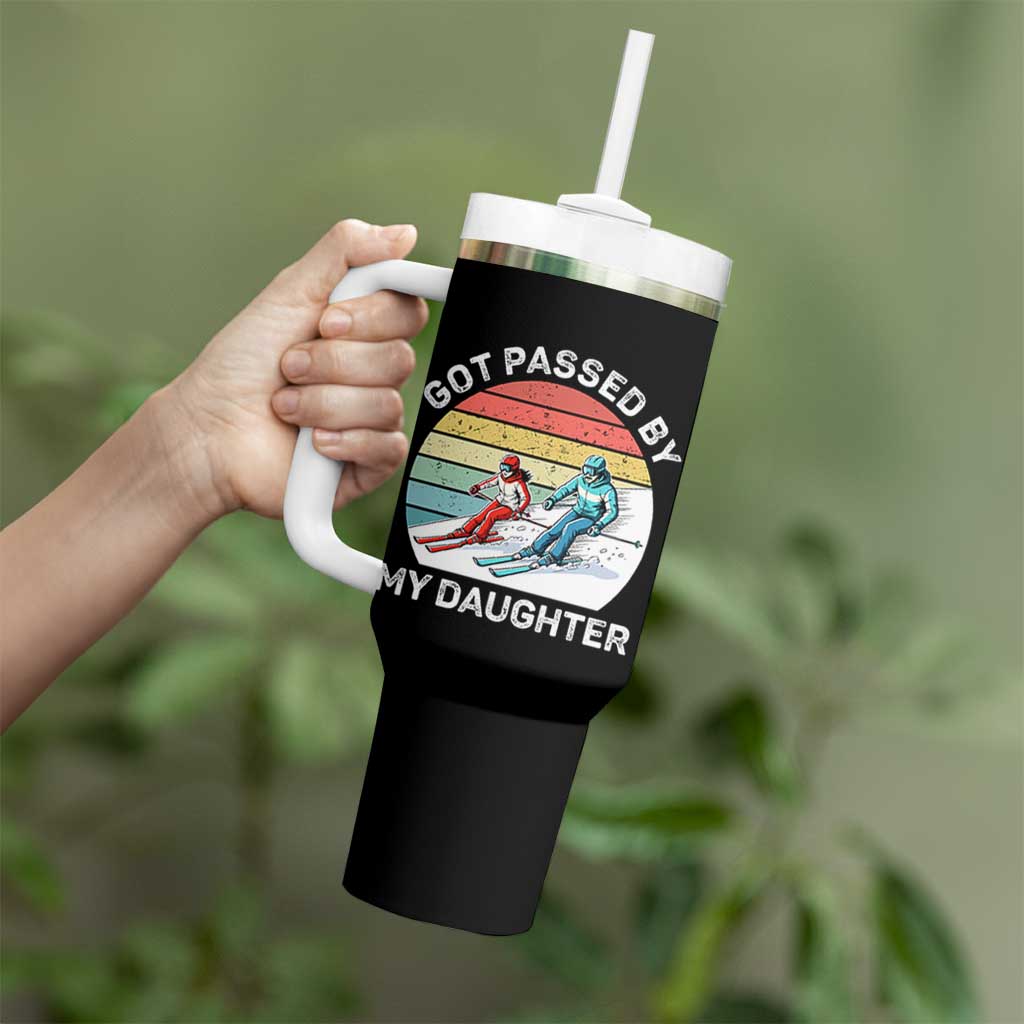 Funny Skiing Dad Tumbler With Handle Got Passed By My Daughter Retro Vintage - Wonder Print Shop