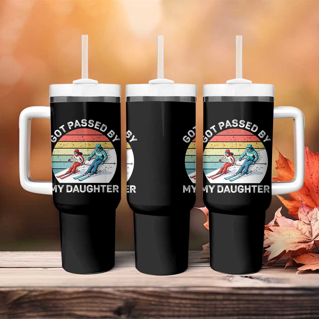 Funny Skiing Dad Tumbler With Handle Got Passed By My Daughter Retro Vintage - Wonder Print Shop