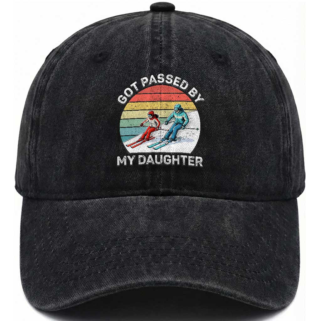 Funny Skiing Dad Washed Cotton Baseball Cap Got Passed By My Daughter Retro Vintage