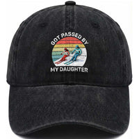 Funny Skiing Dad Washed Cotton Baseball Cap Got Passed By My Daughter Retro Vintage
