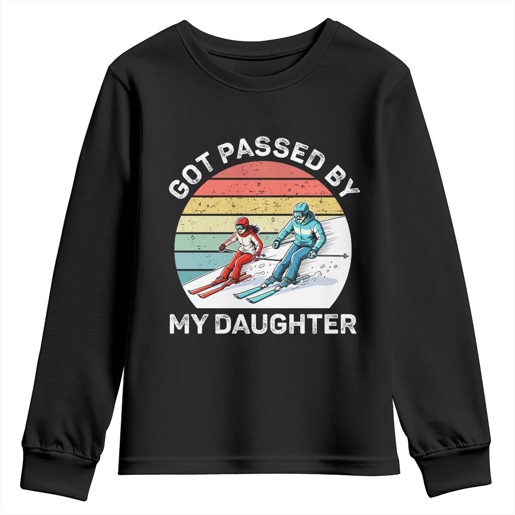 Funny Skiing Dad Youth Sweatshirt Got Passed By My Daughter Retro Vintage - Wonder Print Shop