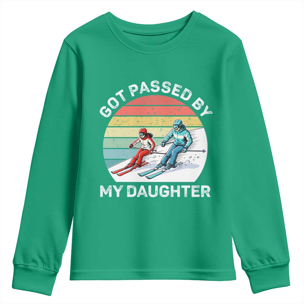Funny Skiing Dad Youth Sweatshirt Got Passed By My Daughter Retro Vintage - Wonder Print Shop