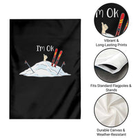 Funny Skiing Snowboarding Garden Flag I Am Okay Ski Crash Winter Sport - Wonder Print Shop