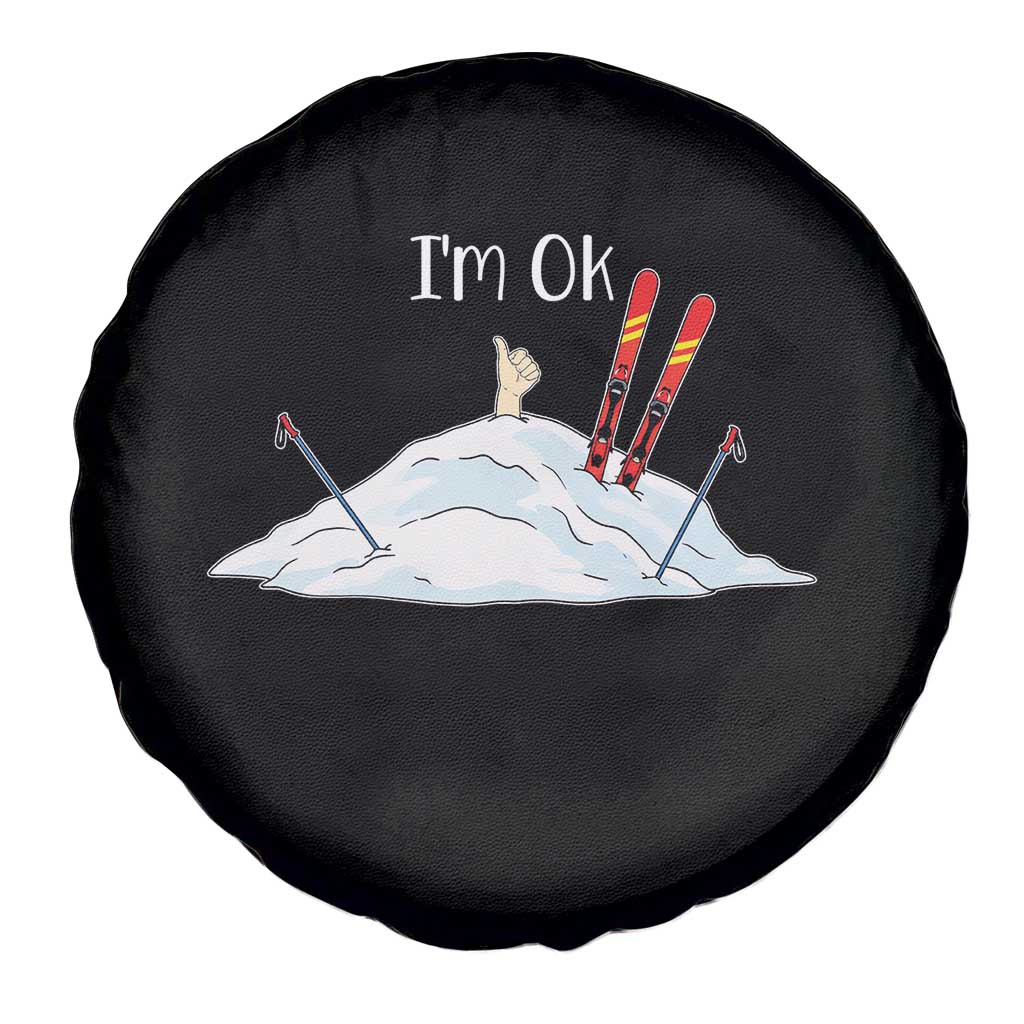 Funny Skiing Snowboarding Spare Tire Cover I Am Okay Ski Crash Winter Sport - Wonder Print Shop