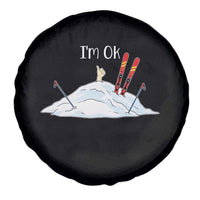 Funny Skiing Snowboarding Spare Tire Cover I Am Okay Ski Crash Winter Sport - Wonder Print Shop