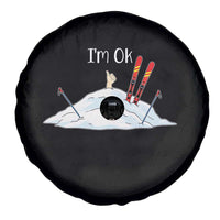 Funny Skiing Snowboarding Spare Tire Cover I Am Okay Ski Crash Winter Sport - Wonder Print Shop