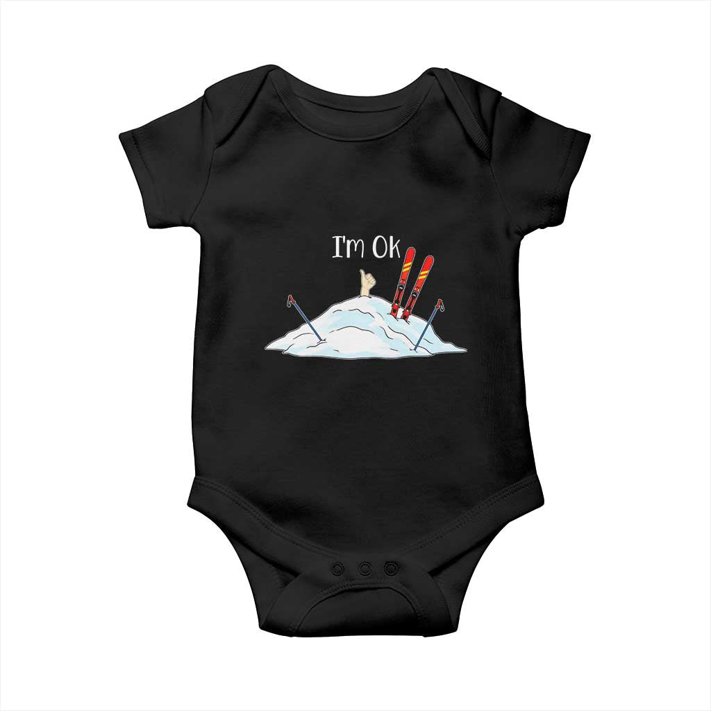 Funny Skiing Snowboarding Baby Onesie I Am Okay Ski Crash Winter Sport - Wonder Print Shop