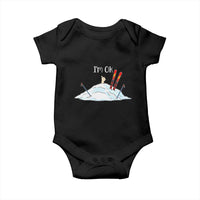Funny Skiing Snowboarding Baby Onesie I Am Okay Ski Crash Winter Sport - Wonder Print Shop