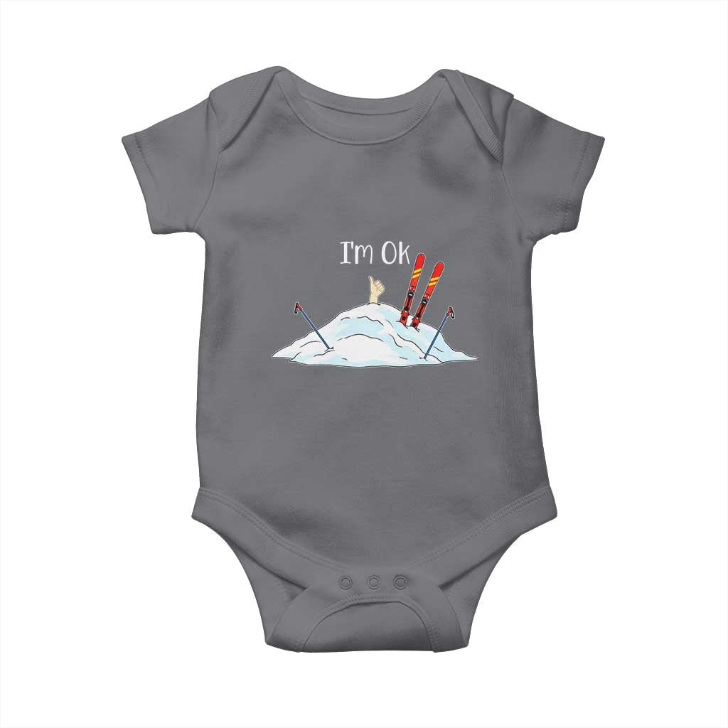 Funny Skiing Snowboarding Baby Onesie I Am Okay Ski Crash Winter Sport - Wonder Print Shop