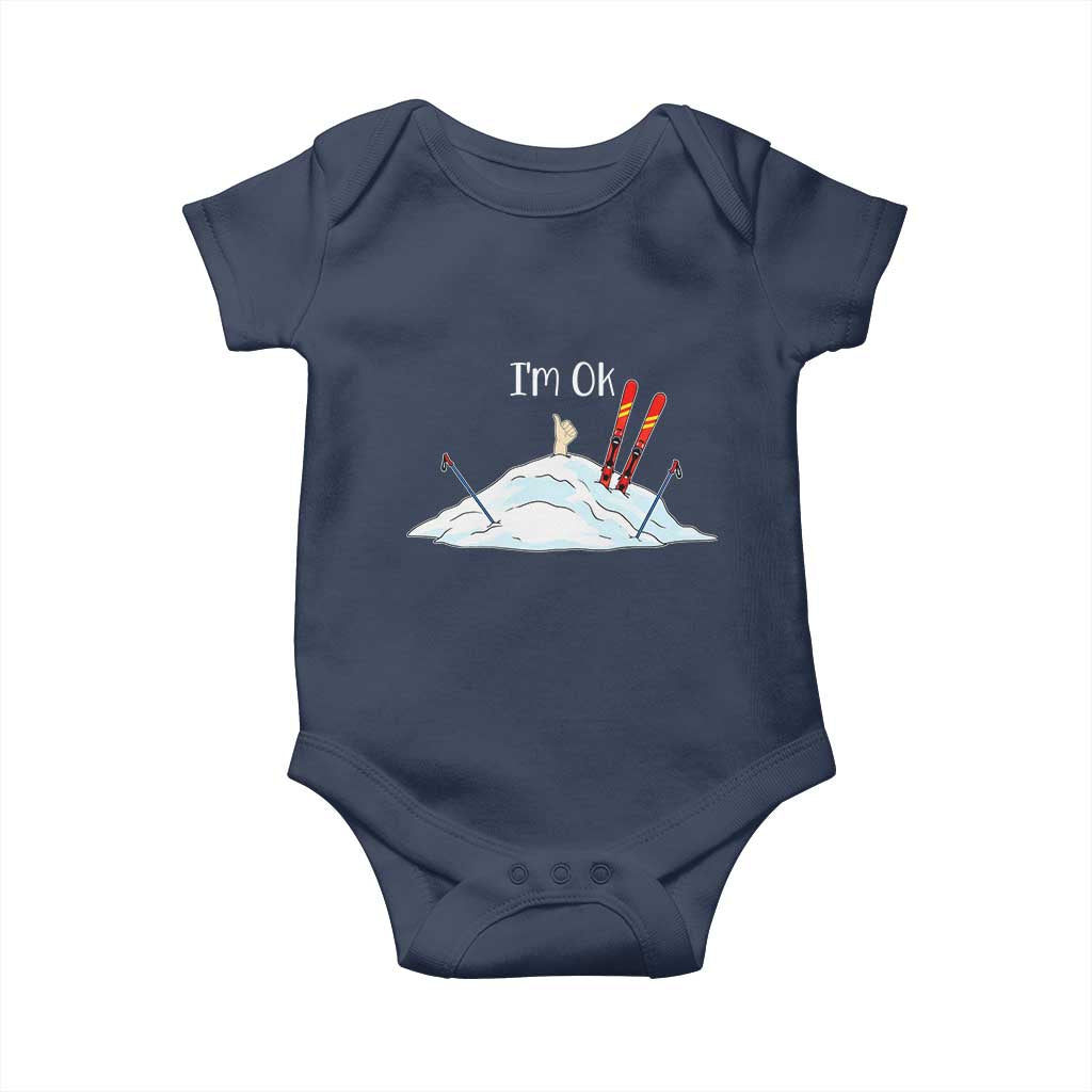 Funny Skiing Snowboarding Baby Onesie I Am Okay Ski Crash Winter Sport - Wonder Print Shop