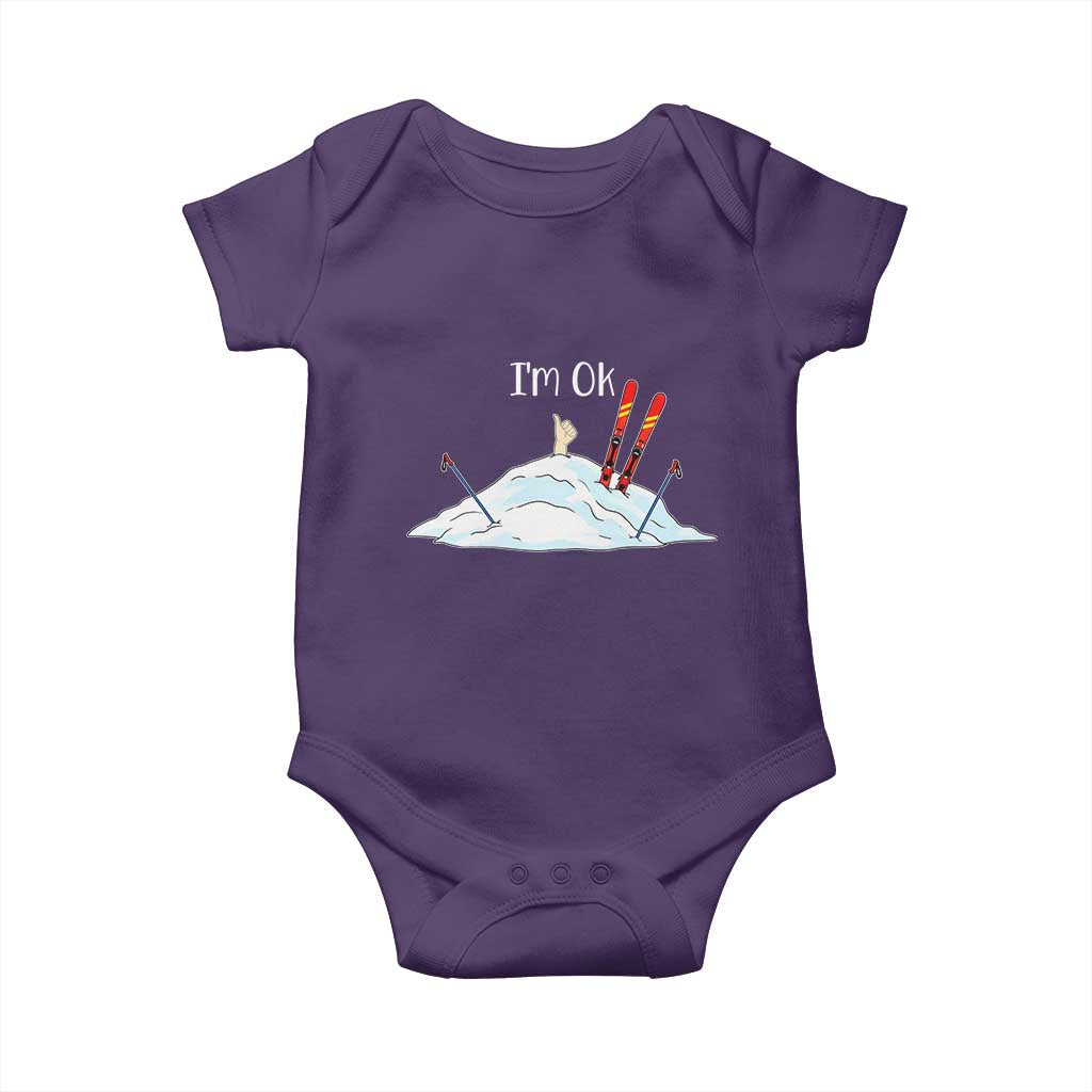 Funny Skiing Snowboarding Baby Onesie I Am Okay Ski Crash Winter Sport - Wonder Print Shop