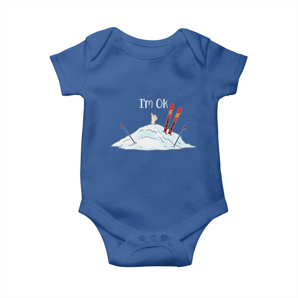 Funny Skiing Snowboarding Baby Onesie I Am Okay Ski Crash Winter Sport - Wonder Print Shop
