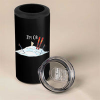 Funny Skiing Snowboarding 4 in 1 Can Cooler Tumbler I Am Okay Ski Crash Winter Sport - Wonder Print Shop