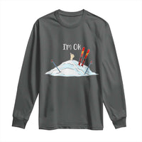 Funny Skiing Snowboarding Long Sleeve Shirt I Am Okay Ski Crash Winter Sport - Wonder Print Shop