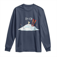 Funny Skiing Snowboarding Long Sleeve Shirt I Am Okay Ski Crash Winter Sport - Wonder Print Shop