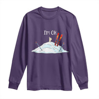 Funny Skiing Snowboarding Long Sleeve Shirt I Am Okay Ski Crash Winter Sport - Wonder Print Shop