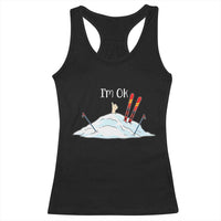Funny Skiing Snowboarding Racerback Tank Top I Am Okay Ski Crash Winter Sport - Wonder Print Shop