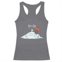 Funny Skiing Snowboarding Racerback Tank Top I Am Okay Ski Crash Winter Sport - Wonder Print Shop