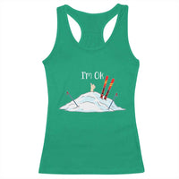 Funny Skiing Snowboarding Racerback Tank Top I Am Okay Ski Crash Winter Sport - Wonder Print Shop