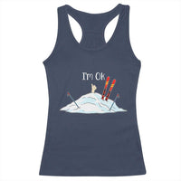 Funny Skiing Snowboarding Racerback Tank Top I Am Okay Ski Crash Winter Sport - Wonder Print Shop