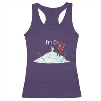 Funny Skiing Snowboarding Racerback Tank Top I Am Okay Ski Crash Winter Sport - Wonder Print Shop