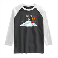 Funny Skiing Snowboarding Raglan Shirt I Am Okay Ski Crash Winter Sport - Wonder Print Shop
