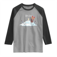 Funny Skiing Snowboarding Raglan Shirt I Am Okay Ski Crash Winter Sport - Wonder Print Shop