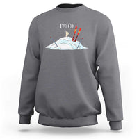 Funny Skiing Snowboarding Sweatshirt I Am Okay Ski Crash Winter Sport - Wonder Print Shop