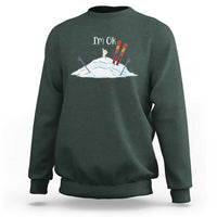 Funny Skiing Snowboarding Sweatshirt I Am Okay Ski Crash Winter Sport - Wonder Print Shop