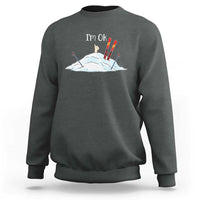 Funny Skiing Snowboarding Sweatshirt I Am Okay Ski Crash Winter Sport - Wonder Print Shop