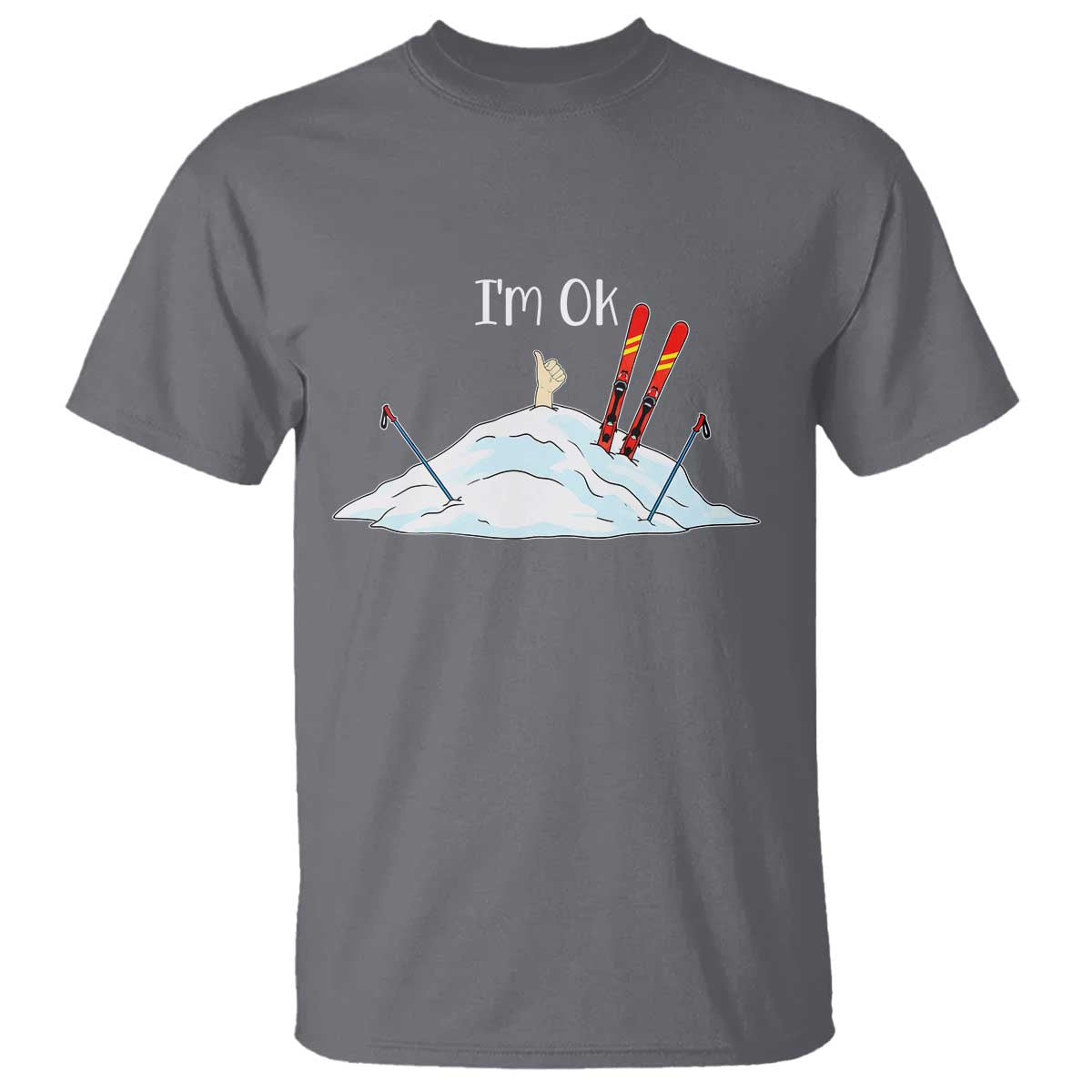 Funny Skiing Snowboarding T Shirt I Am Okay Ski Crash Winter Sport - Wonder Print Shop