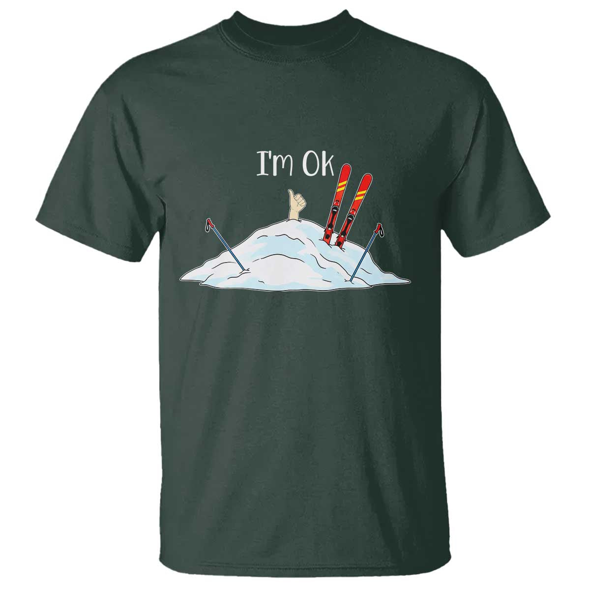 Funny Skiing Snowboarding T Shirt I Am Okay Ski Crash Winter Sport - Wonder Print Shop