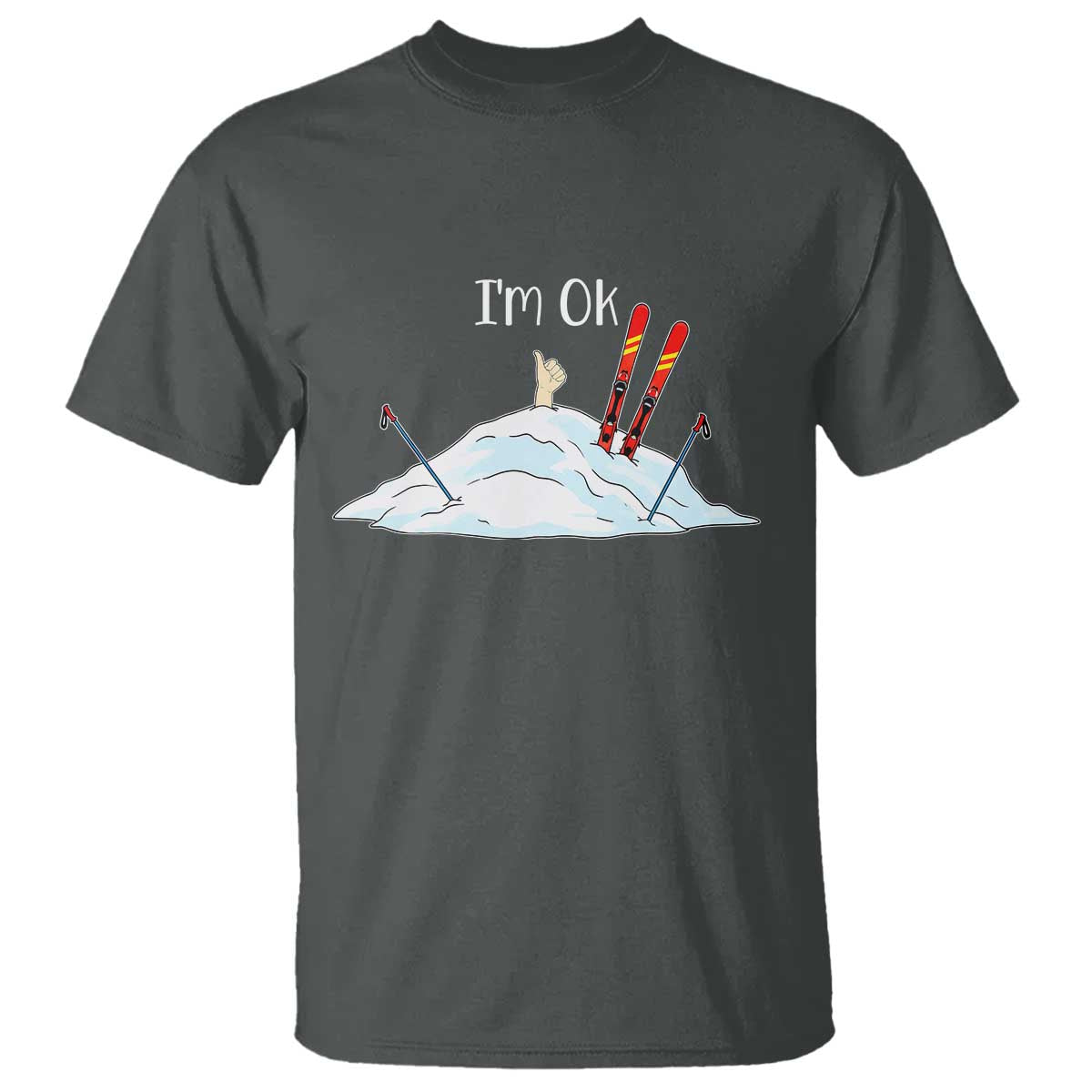 Funny Skiing Snowboarding T Shirt I Am Okay Ski Crash Winter Sport - Wonder Print Shop
