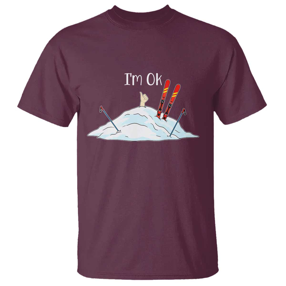 Funny Skiing Snowboarding T Shirt I Am Okay Ski Crash Winter Sport - Wonder Print Shop