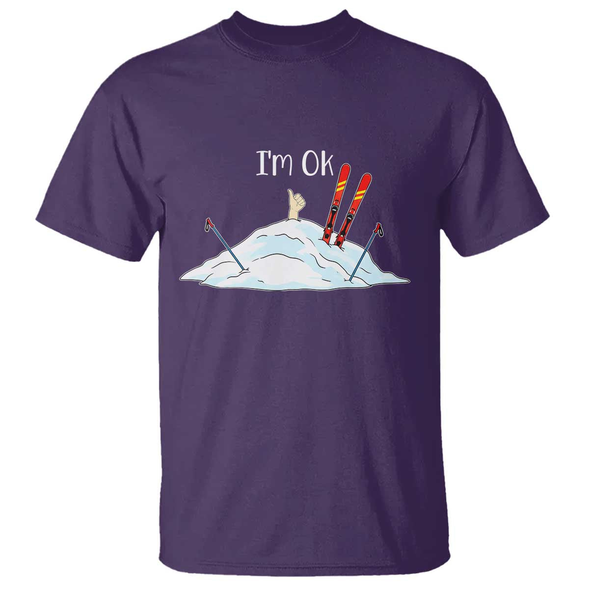 Funny Skiing Snowboarding T Shirt I Am Okay Ski Crash Winter Sport - Wonder Print Shop