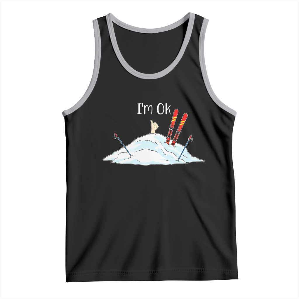 Funny Skiing Snowboarding Tank Top I Am Okay Ski Crash Winter Sport - Wonder Print Shop