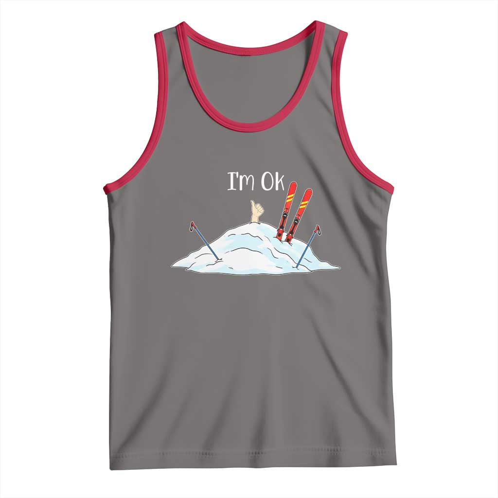 Funny Skiing Snowboarding Tank Top I Am Okay Ski Crash Winter Sport - Wonder Print Shop