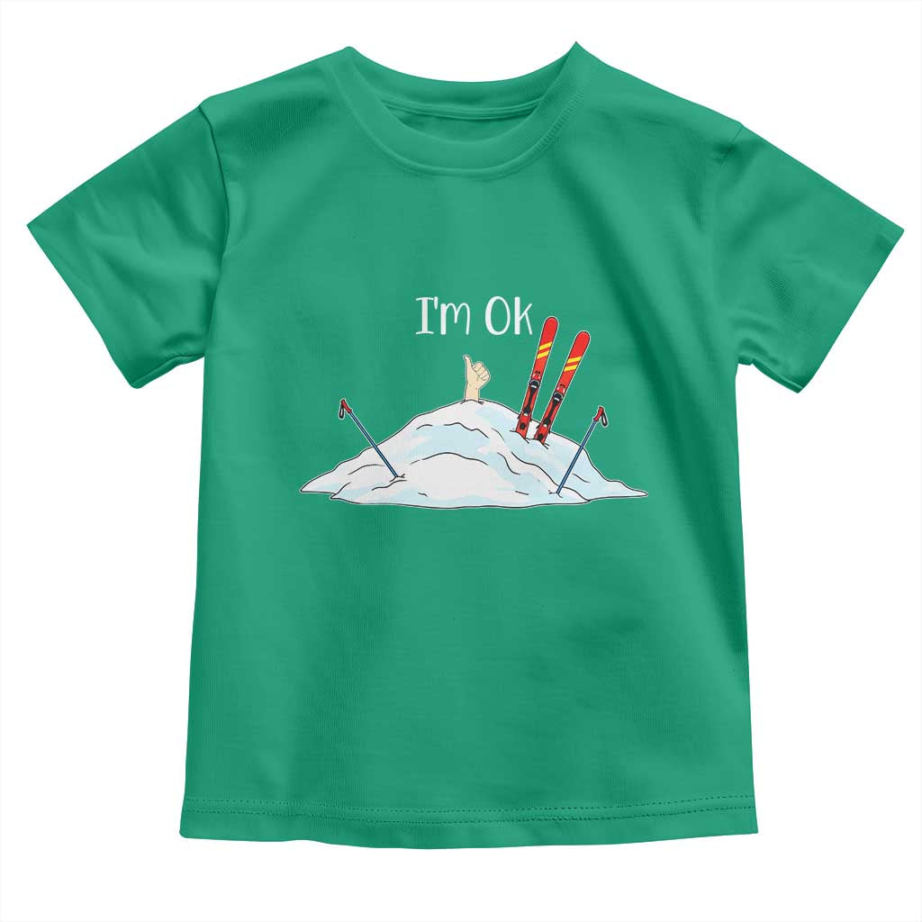 Funny Skiing Snowboarding Toddler T Shirt I Am Okay Ski Crash Winter Sport - Wonder Print Shop
