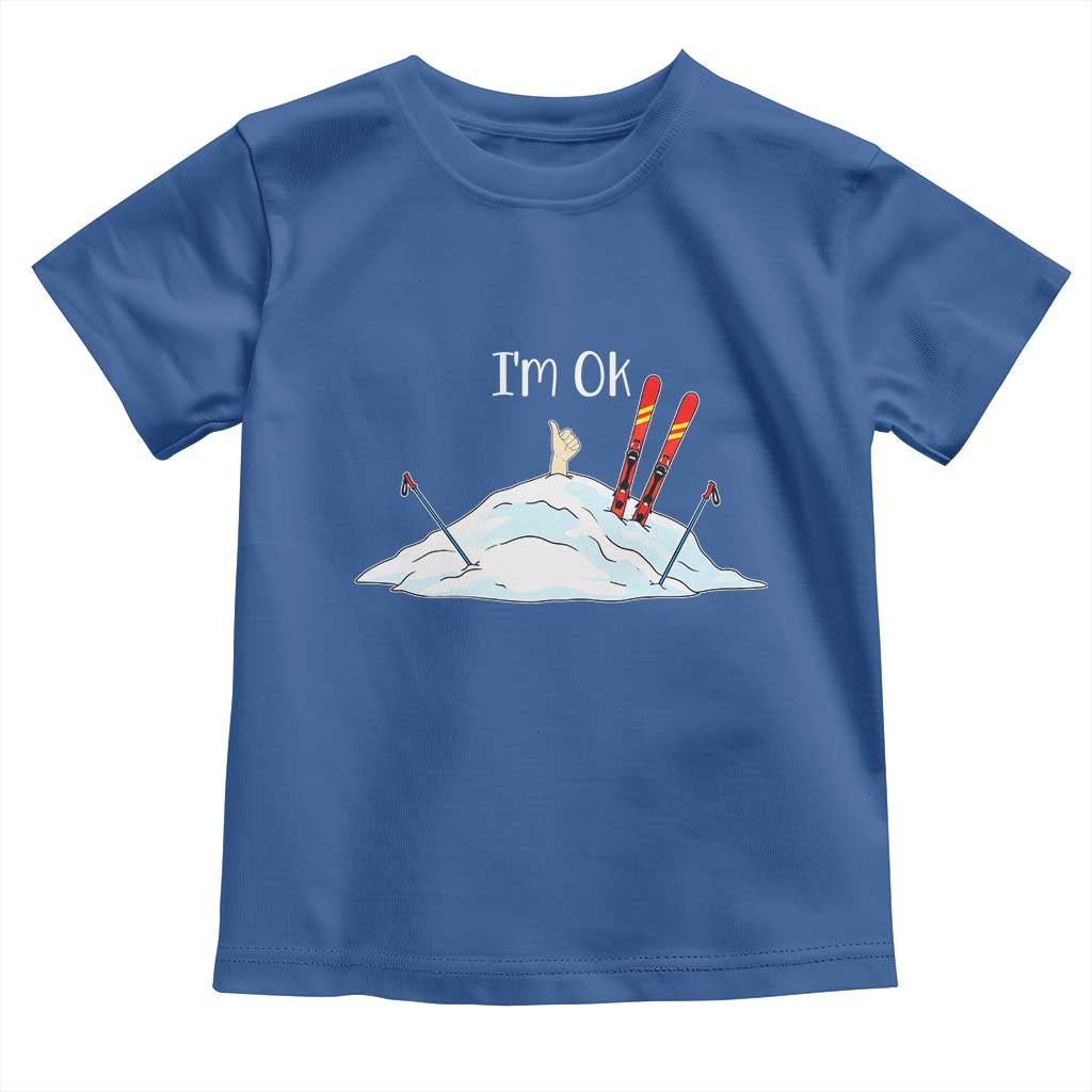Funny Skiing Snowboarding Toddler T Shirt I Am Okay Ski Crash Winter Sport - Wonder Print Shop