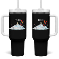 Funny Skiing Snowboarding Tumbler With Handle I Am Okay Ski Crash Winter Sport - Wonder Print Shop