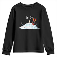 Funny Skiing Snowboarding Youth Sweatshirt I Am Okay Ski Crash Winter Sport - Wonder Print Shop
