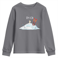 Funny Skiing Snowboarding Youth Sweatshirt I Am Okay Ski Crash Winter Sport - Wonder Print Shop