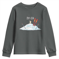 Funny Skiing Snowboarding Youth Sweatshirt I Am Okay Ski Crash Winter Sport - Wonder Print Shop