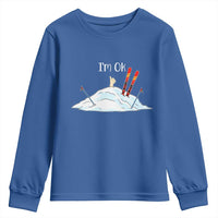 Funny Skiing Snowboarding Youth Sweatshirt I Am Okay Ski Crash Winter Sport - Wonder Print Shop