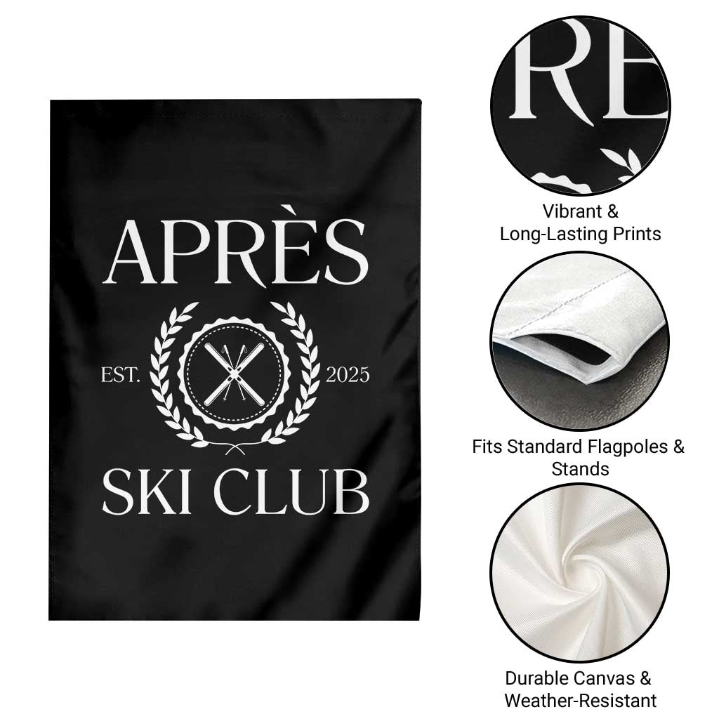 Apres Ski Club 2025 Garden Flag Winter Vacation Drinking Party - Wonder Print Shop