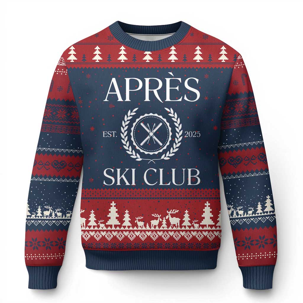 Apres Ski Club 2025 Ugly Christmas Sweater Winter Vacation Drinking Party - Wonder Print Shop