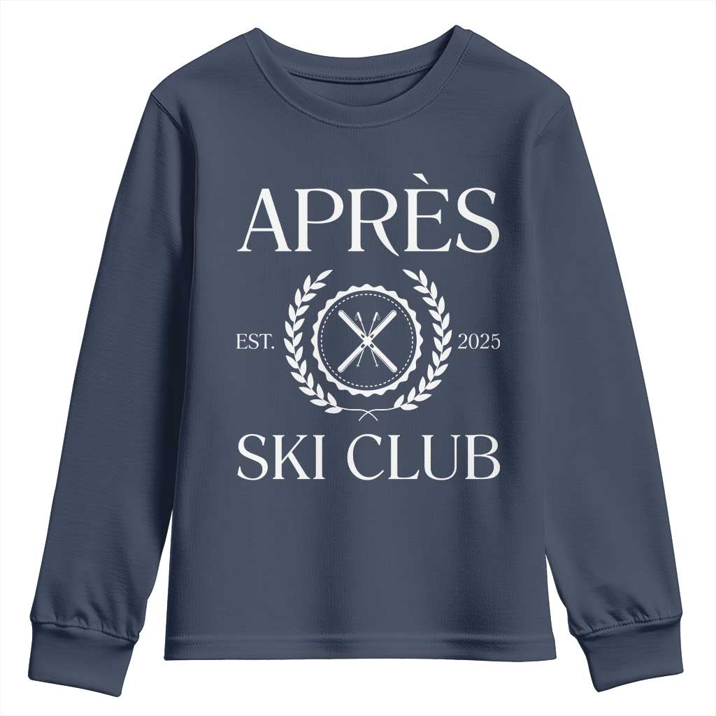Apres Ski Club 2025 Youth Sweatshirt Winter Vacation Drinking Party - Wonder Print Shop