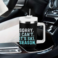 Funny Sorry I Cant It Is Ski Season Tumbler With Handle Winter Sports Ski Athlete - Wonder Print Shop