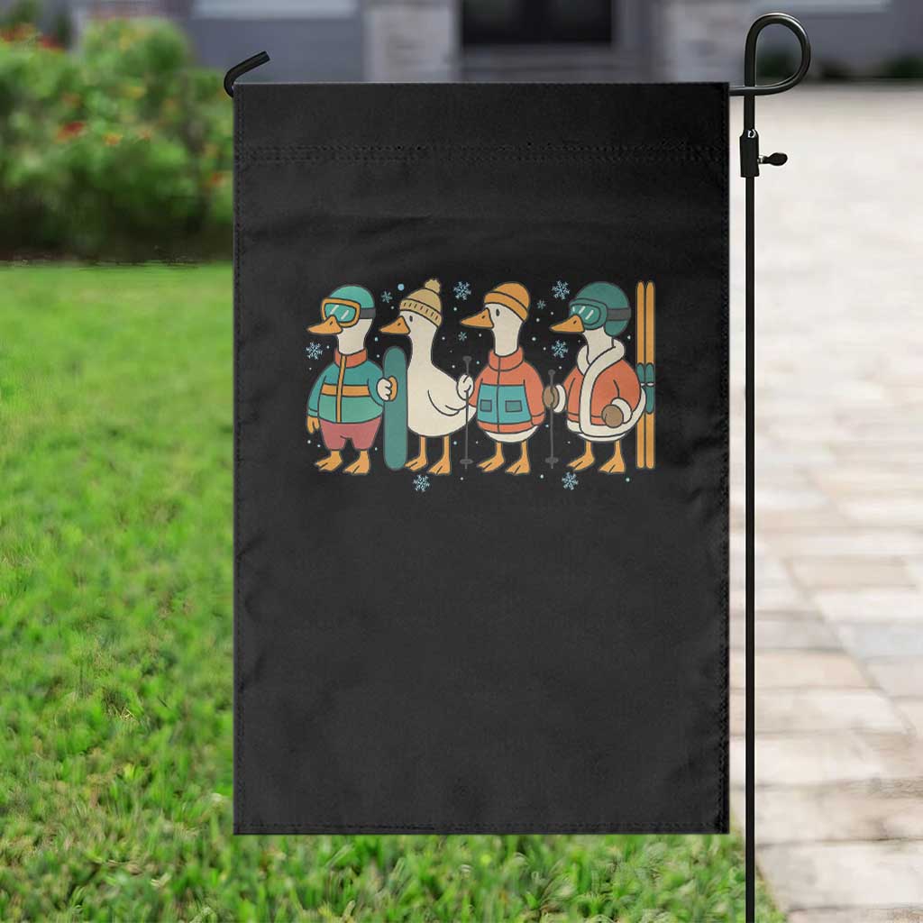 Funny Ski Snowboard Goose Garden Flag Up To Snow Good Winter Sport - Wonder Print Shop