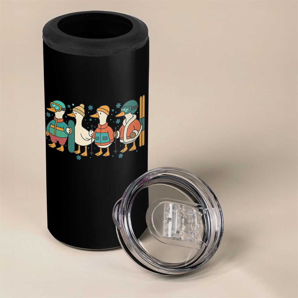 Funny Ski Snowboard Goose 4 in 1 Can Cooler Tumbler Up To Snow Good Winter Sport - Wonder Print Shop